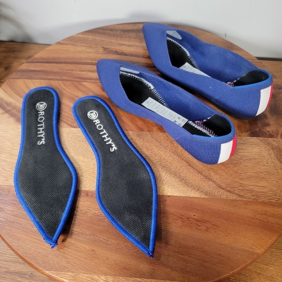 Rothys The Point Ballet Flats Blue Red & White Stripe Accent Women's Size 5.5 - Picture 13 of 16